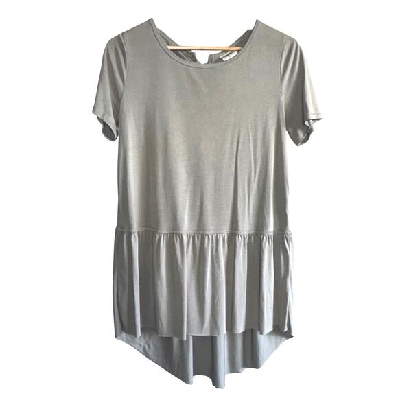 Mote Soft Peplum Hem Short Sleeve Top with Back Tie Size S - Picture 1 of 7